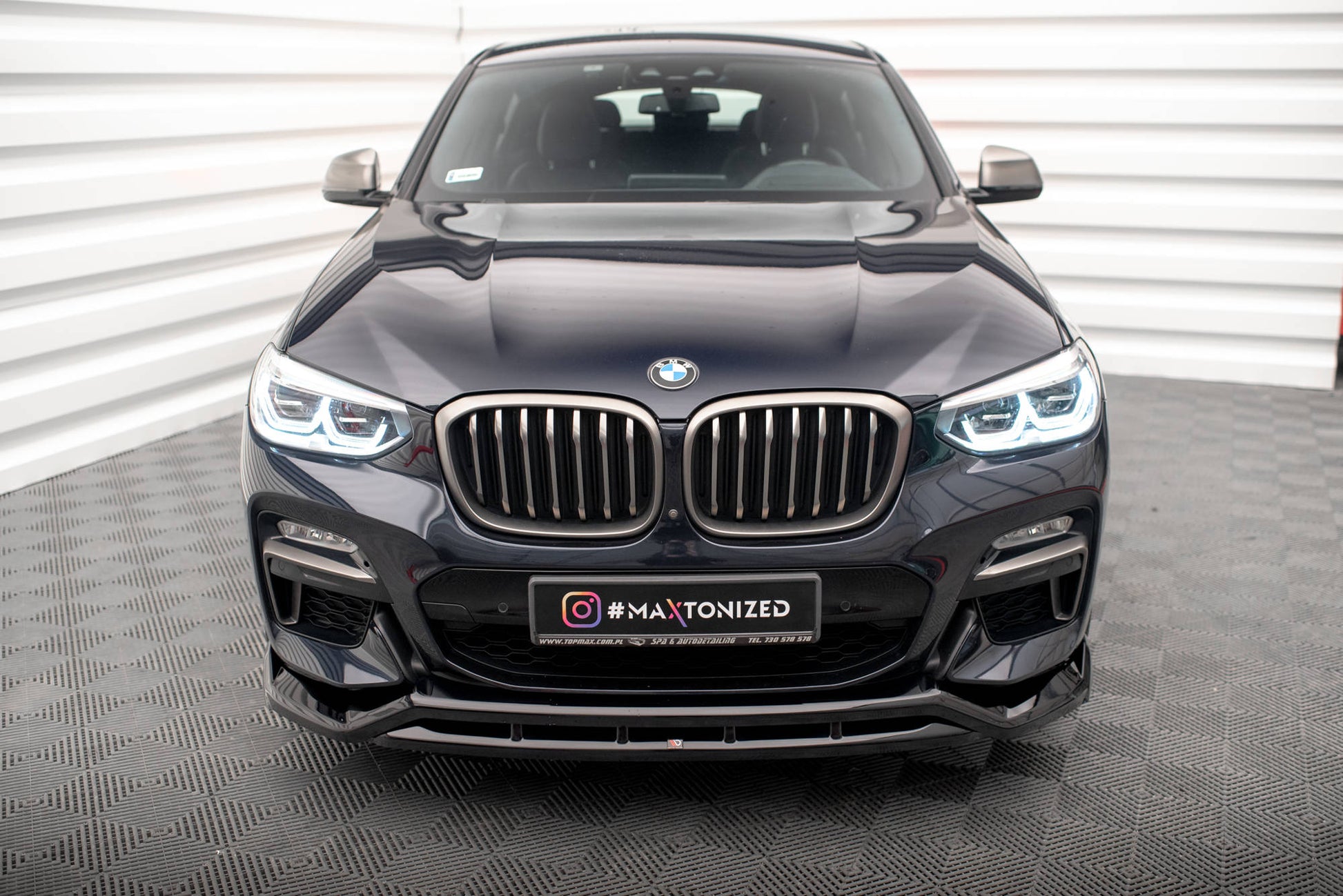 Maxton Front Ansatz V.2 für BMW X4 M-Paket G02 schwarz Hochglanz