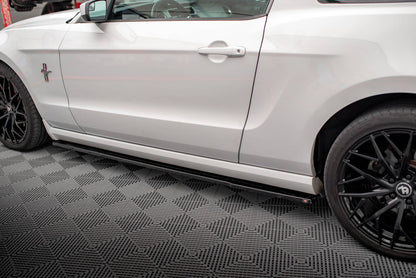 Maxton Seitenschweller Ansatz für Ford Mustang Mk5 Facelift schwarz Hochglanz