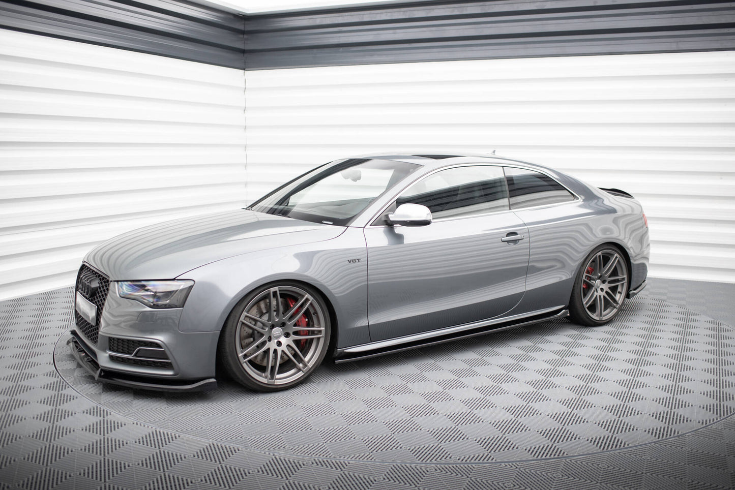 Maxton Seitenschweller Ansatz für V.2 für Audi S5 / A5 S-Line Coupe 8T schwarz Hochglanz