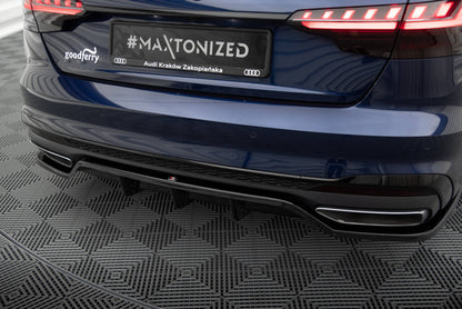 Maxton Mittlerer Diffusor Heck Ansatz DTM Look für V.2 Audi A4 S-Line B9 Facelift schwarz Hochglanz