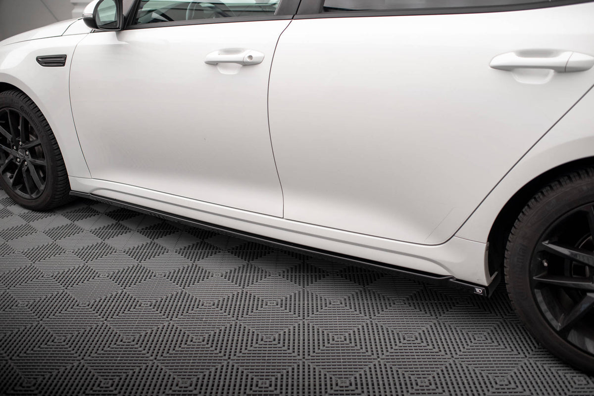 Maxton Seitenschweller Ansatz für Kia Optima Mk4 Facelift schwarz Hochglanz