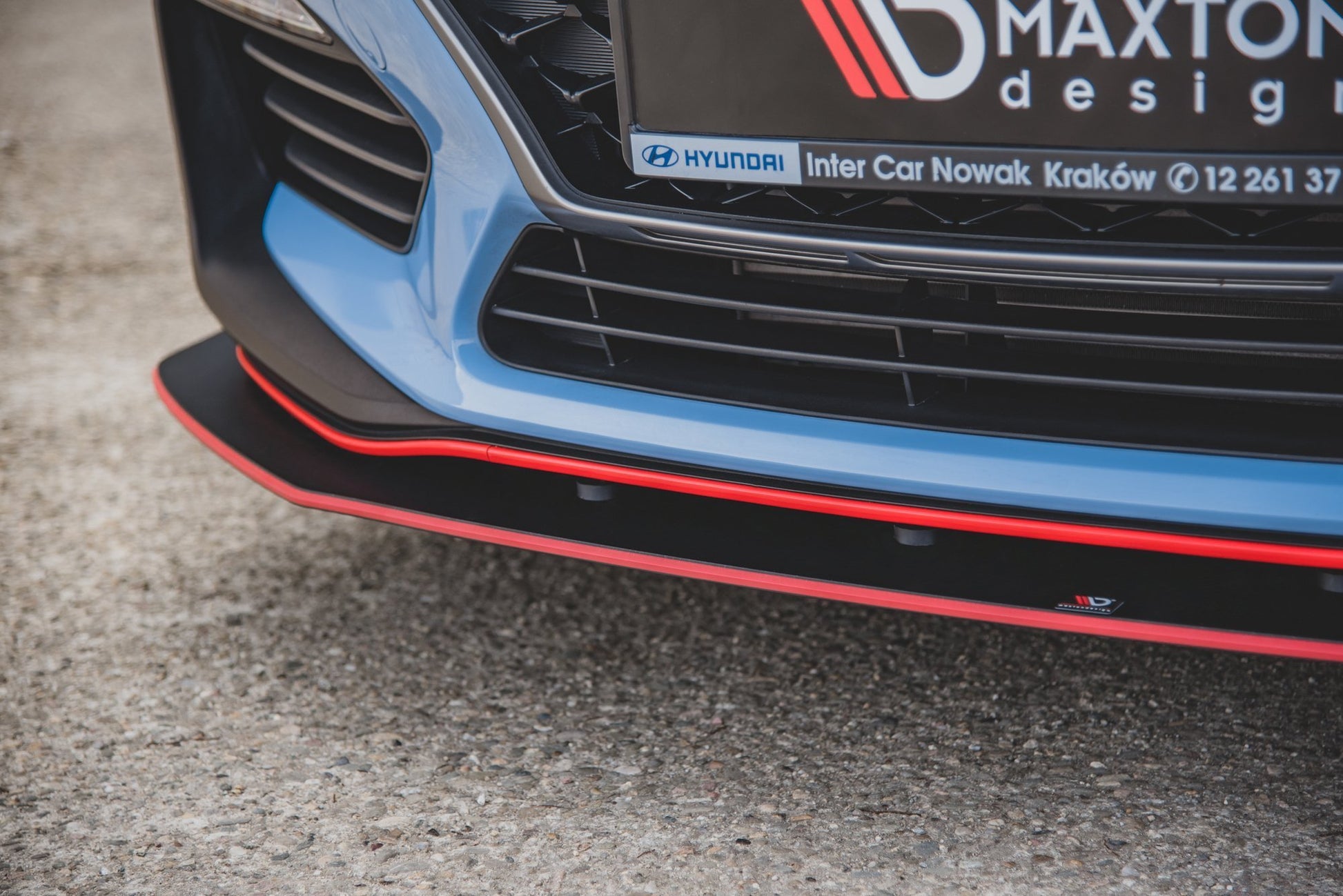 Maxton Robuste Racing Front Ansatz für passend +Flaps für Hyundai I30 N Mk3 Hatchback / Fastback schwarz Hochglanz