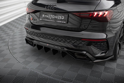 Maxton Heck Ansatz Flaps Diffusor V.2 für Audi RS3 Sportback 8Y schwarz Hochglanz