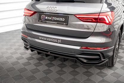 Maxton Mittlerer Diffusor Heck Ansatz DTM Look für Audi Q3 S-Line F3 schwarz Hochglanz