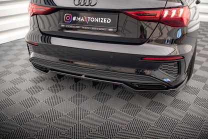 Maxton Mittlerer Diffusor Heck Ansatz DTM Look für Audi A3 S-Line Limousine 8Y schwarz Hochglanz