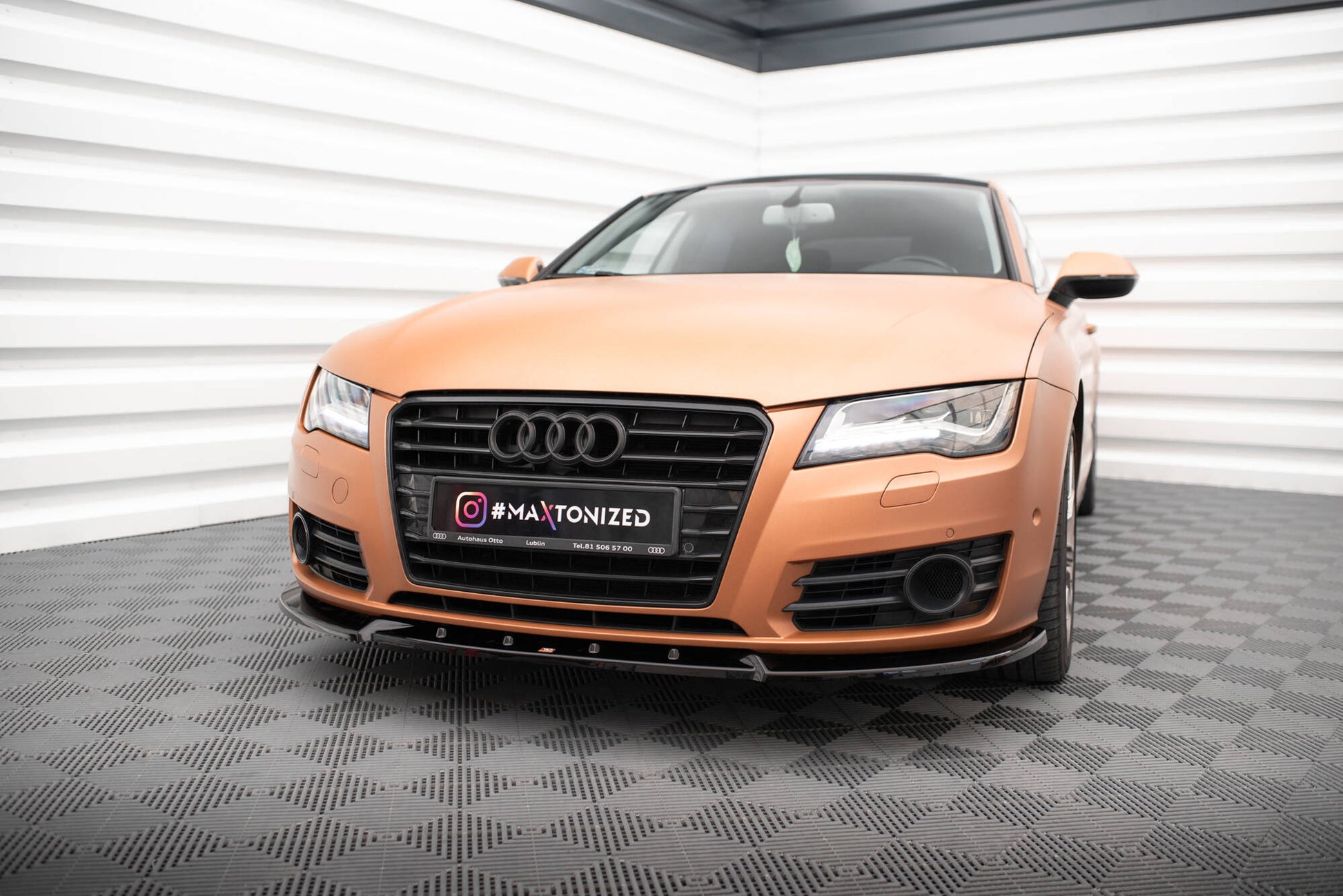 Maxton Front Ansatz V.2 für Audi A7 C7 schwarz Hochglanz