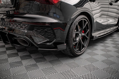Maxton Street Pro Heck Ansatz Flaps Diffusor +Flaps für Audi RS3 Sportback 8Y schwarz Hochglanz