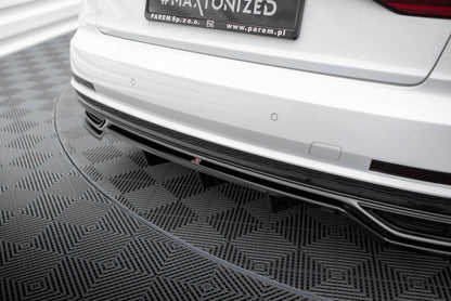 Maxton Mittlerer Diffusor Heck Ansatz DTM Look für Audi A8 S-Line D5 schwarz Hochglanz