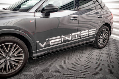 Maxton Seitenschweller Ansatz für Audi Q3 S-Line F3 schwarz Hochglanz