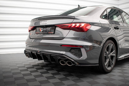 Maxton Diffusor Heck Ansatz für Audi S3 Limousine 8Y schwarz Hochglanz