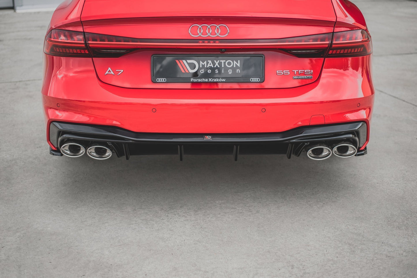 Maxton Diffusor Heck Ansatz für + Endschalldampfer Sportauspuff Attrappe Audi A7 S-Line C8 / S7 C8 / C8 Facelift / S7 Face...