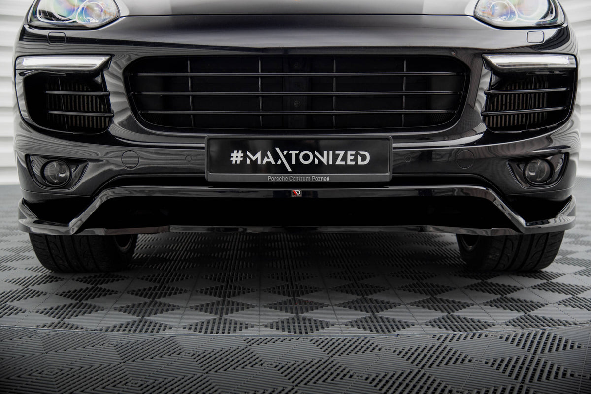 Maxton Front Ansatz für Porsche Cayenne Mk2 Facelift schwarz Hochglanz