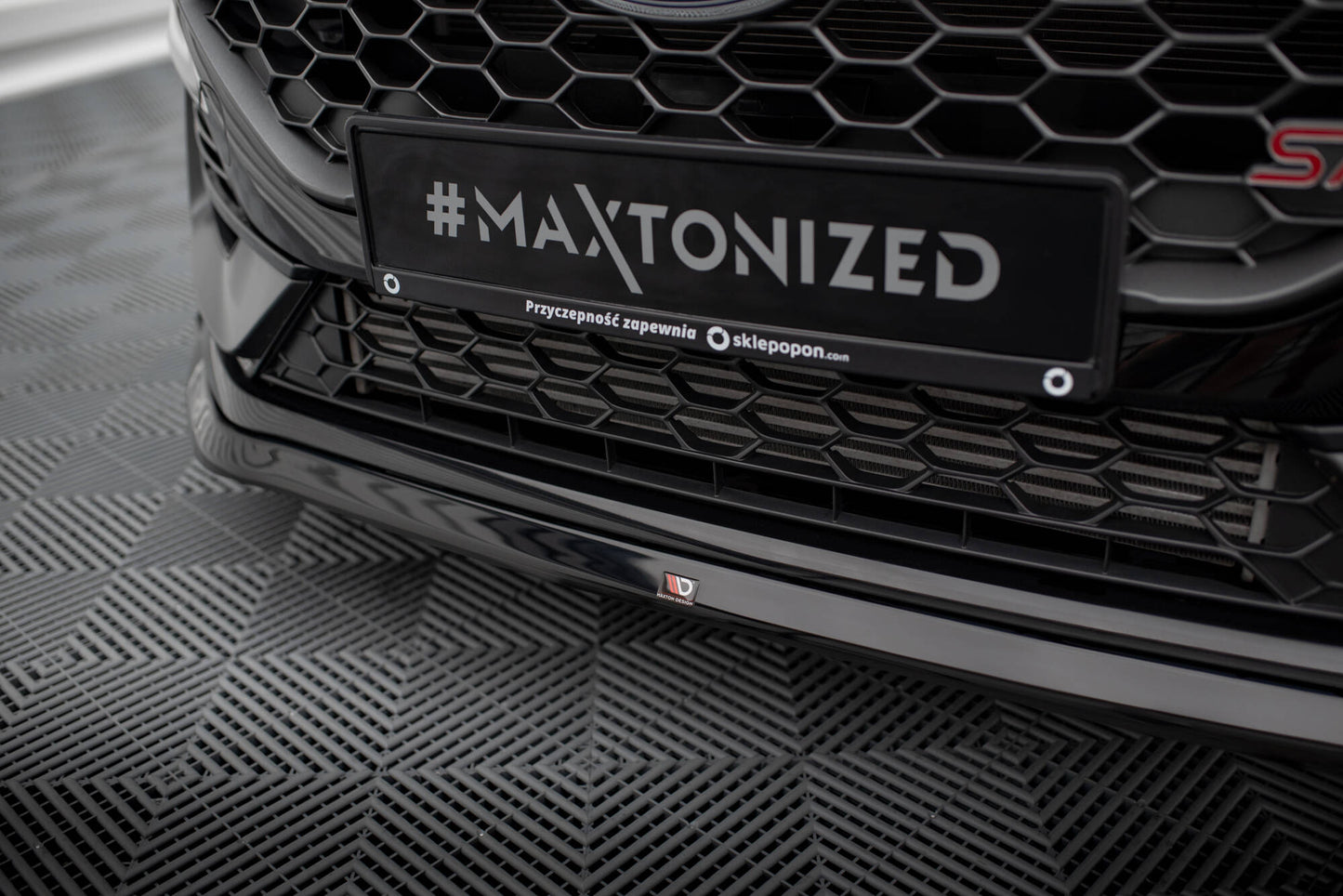Maxton Front Ansatz V.3 für Ford Fiesta ST Mk8 Facelift schwarz Hochglanz