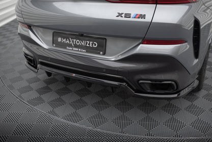 Maxton Mittlerer Diffusor Heck Ansatz DTM Look für V.1 BMW X6 M-Paket G06 Facelift schwarz Hochglanz