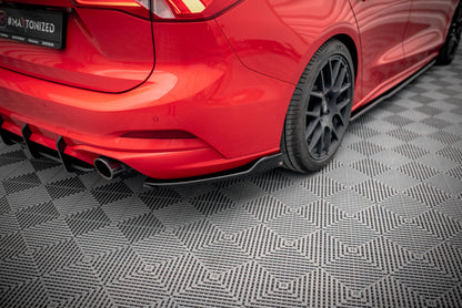 Maxton Heck Ansatz Flaps Diffusor V.6 für Ford Focus Kombi ST Mk4 schwarz Hochglanz