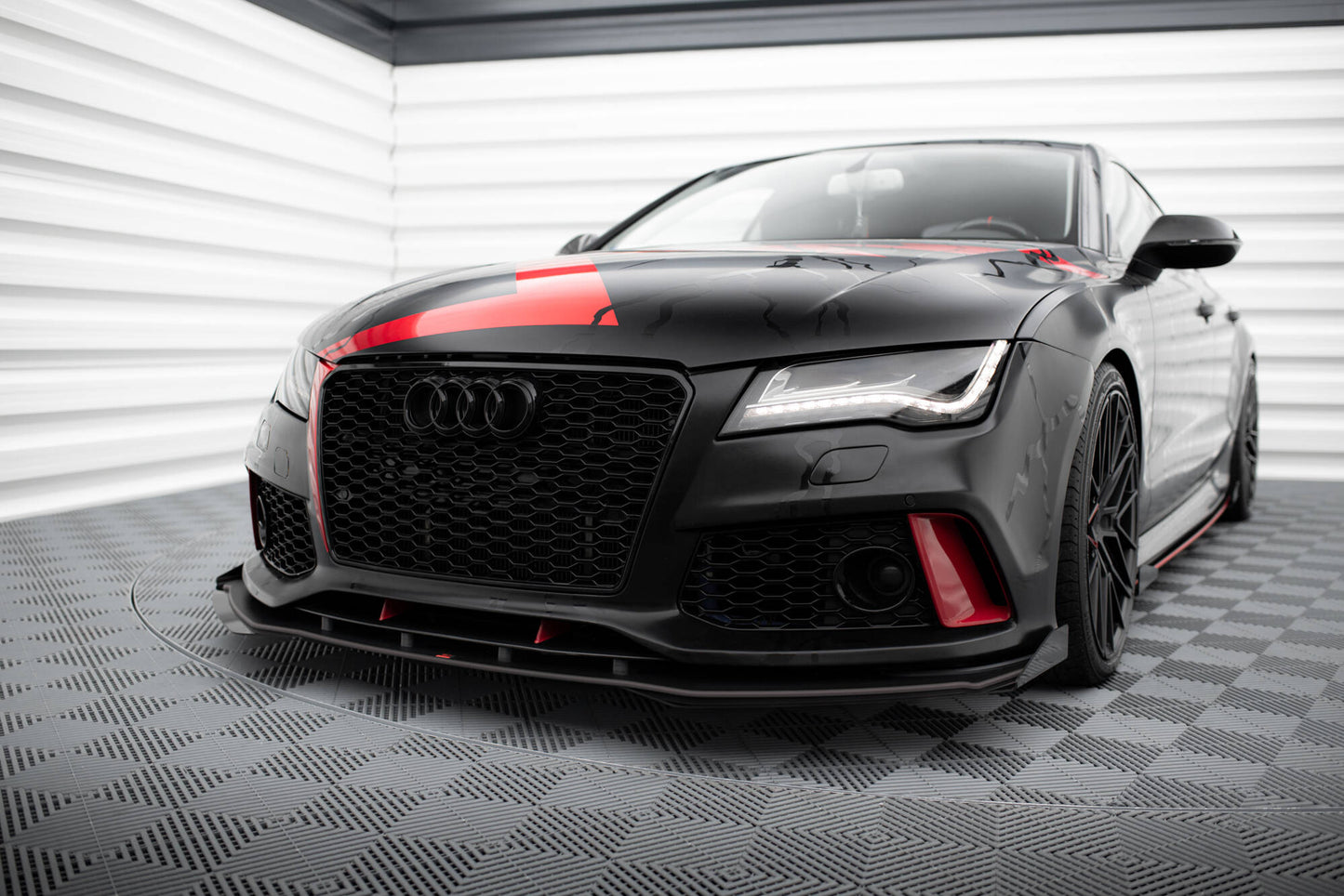 Maxton Front Flaps Audi A7 RS7 Look C7 schwarz Hochglanz