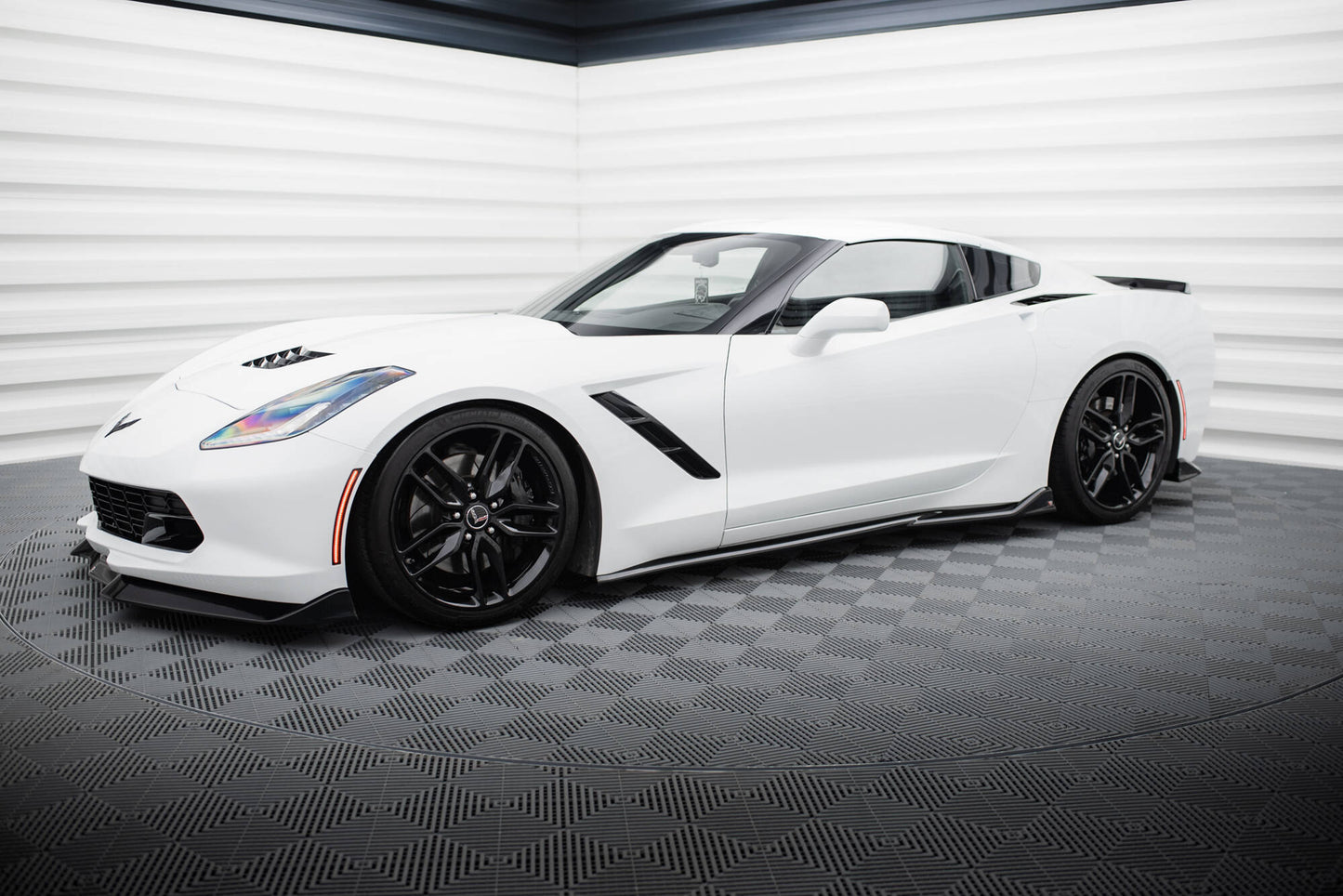 Maxton Seitenschweller Ansatz für V.2 für Chevrolet Corvette C7 schwarz Hochglanz