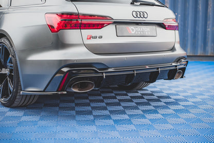 Maxton Diffusor Heck Ansatz für Audi RS6 C8 / RS7 C8 (Version mit Anhängerkupplung) schwarz Hochglanz