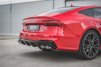 Maxton Diffusor Heck Ansatz für + Endschalldampfer Sportauspuff Attrappe Audi A7 S-Line C8 / S7 C8 / C8 Facelift / S7 Face...