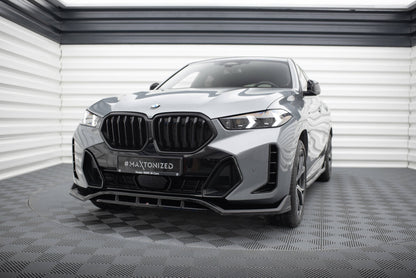 Maxton Front Ansatz V.2 für BMW X6 M-Paket G06 Facelift schwarz Hochglanz