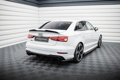 Maxton Heck Ansatz Flaps Diffusor V.2 für Audi RS3 Limousine 8V Facelift schwarz Hochglanz