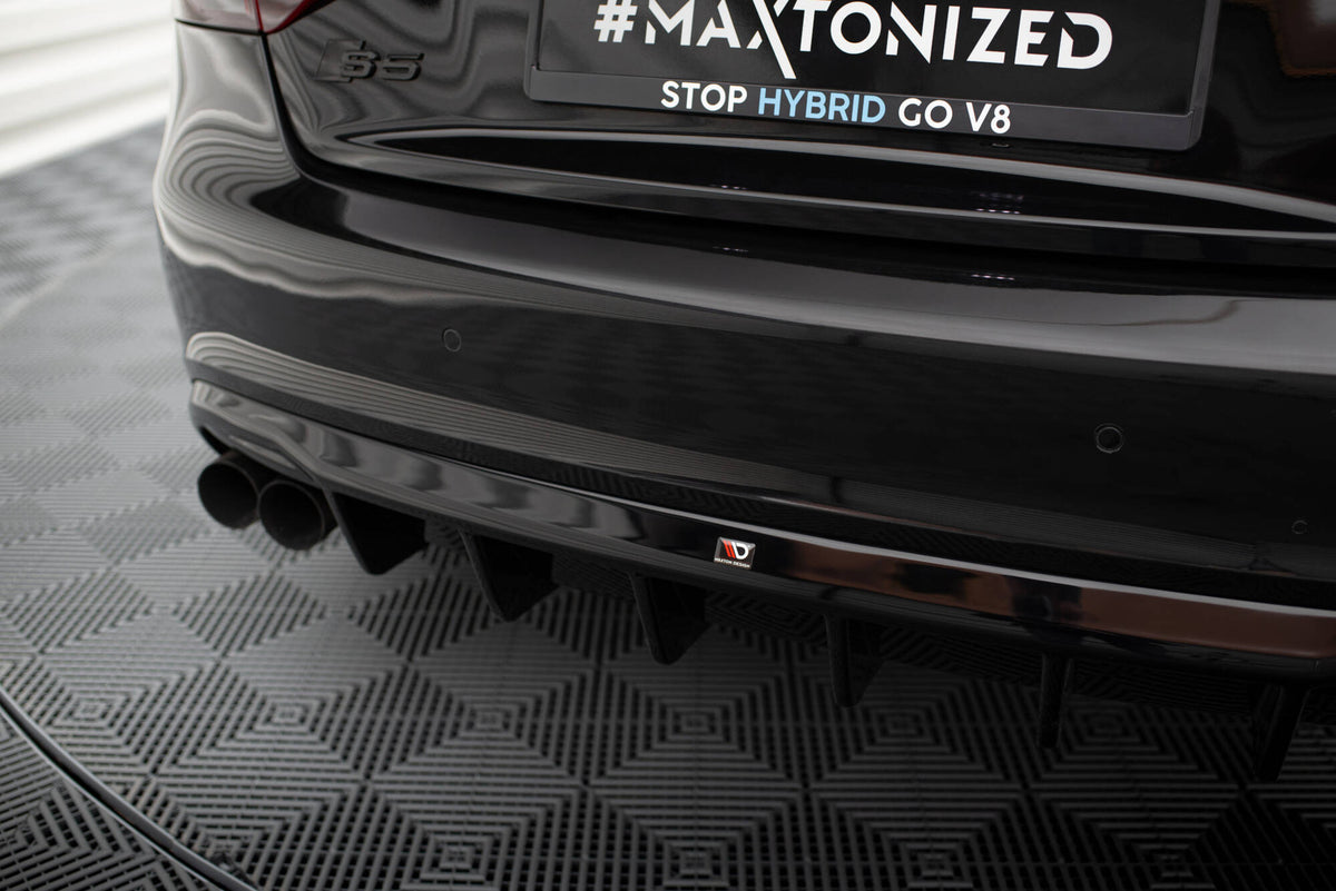 Maxton Diffusor Heck Ansatz für Audi A5 Coupe / Cabrio S-Line 8T (Einseitige Doppelauspuffversion)