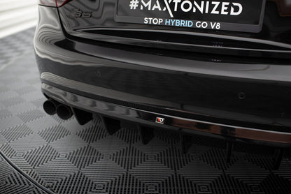 Maxton Diffusor Heck Ansatz für Audi A5 Coupe / Cabrio S-Line 8T (Einseitige Doppelauspuffversion)