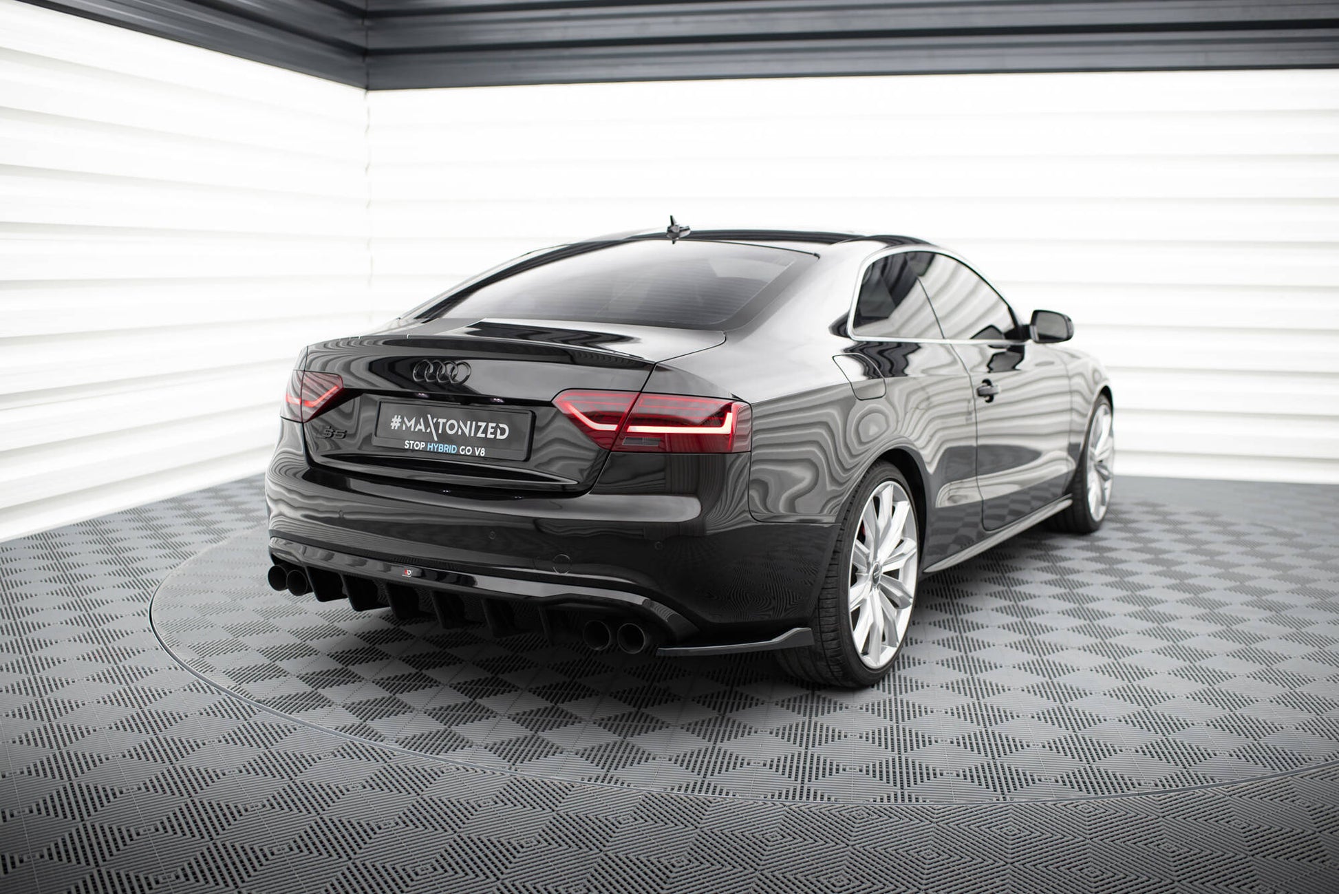 Maxton Heck Ansatz Flaps Diffusor V.2 für Audi S5 / A5 S-Line Coupe / Cabriolet 8T schwarz Hochglanz