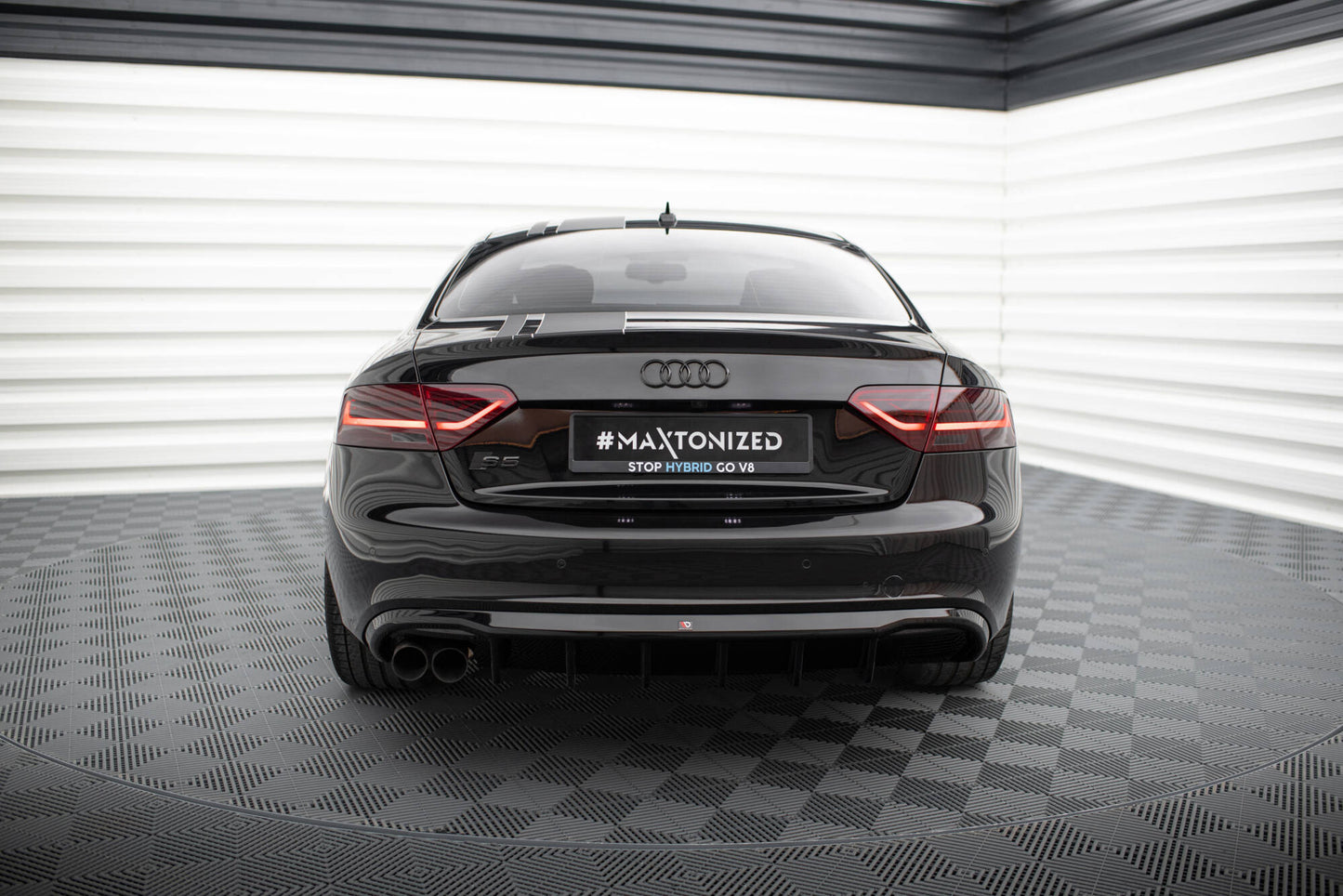 Maxton Diffusor Heck Ansatz für Audi A5 Coupe / Cabrio S-Line 8T (Einseitige Doppelauspuffversion)
