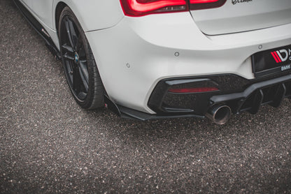 Maxton Robuste Racing Heck Ansatz Flaps Diffusor V.3 +Flaps für BMW 1er M140i  schwarz Hochglanz