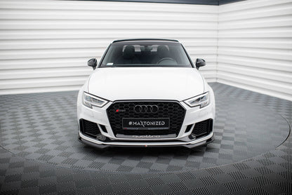 Maxton Front Ansatz V.5 für Audi RS3 Limousine 8V Facelift schwarz Hochglanz