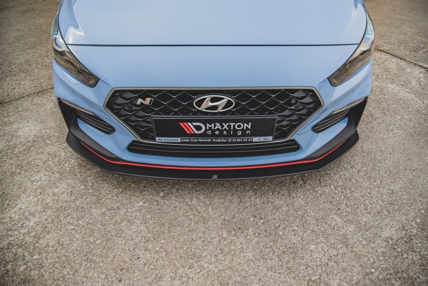 Maxton Robuste Racing Front Ansatz für passend +Flaps für Hyundai I30 N Mk3 Hatchback / Fastback schwarz Hochglanz