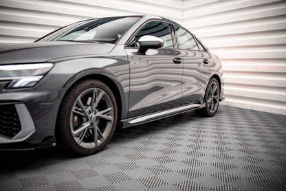 Maxton Street Pro Seitenschweller Ansatz für + Flaps Audi S3 / A3 S-Line 8Y schwarz Hochglanz