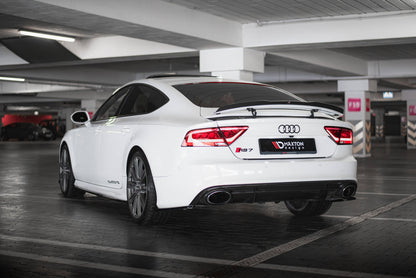Maxton Heck Ansatz Flaps Diffusor V.2 für Audi RS7 C7 Facelift schwarz Hochglanz