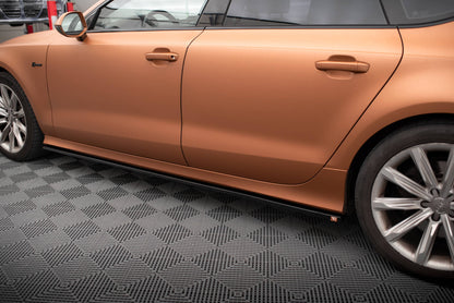Maxton Seitenschweller Ansatz für V.2 für Audi A7 S-Line C7 schwarz Hochglanz