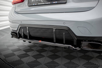 Maxton Mittlerer Diffusor Heck Ansatz DTM Look für V.1 BMW M340i G20 / G21 Facelift schwarz Hochglanz