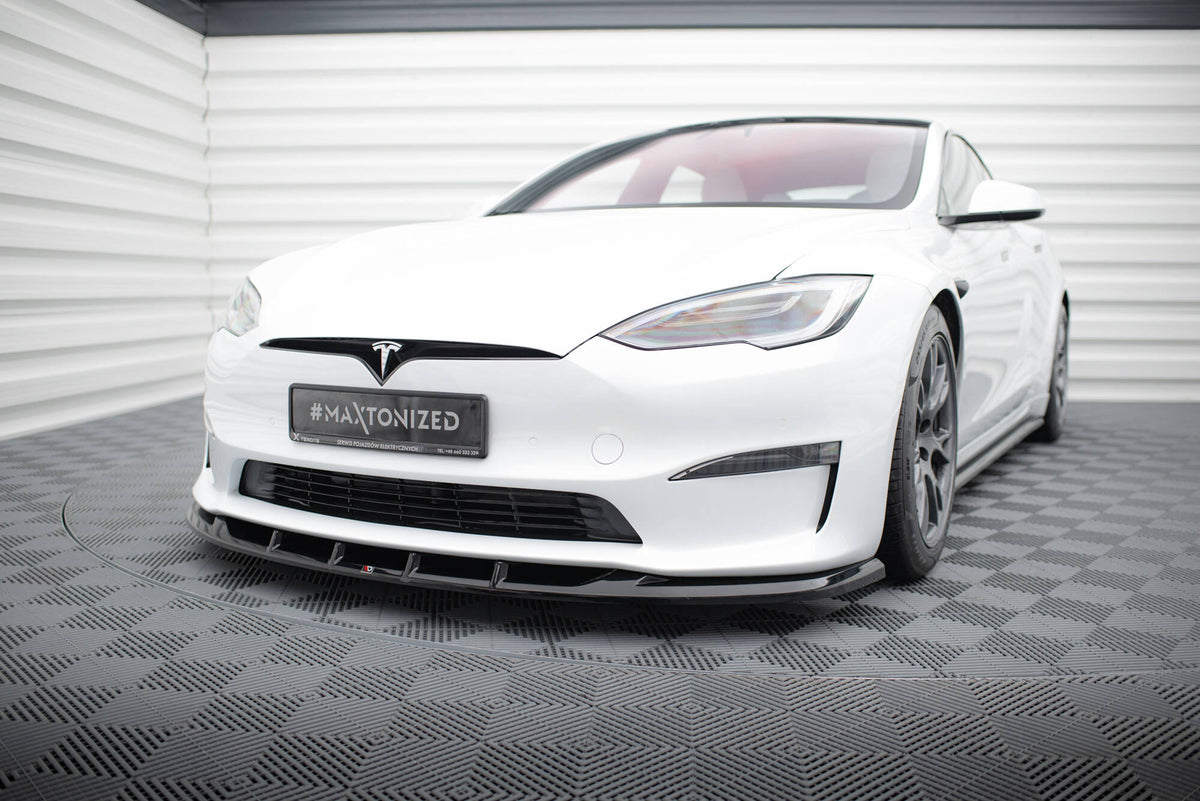 Maxton Front Ansatz V.3 für Tesla Model S Plaid Mk1 Facelift schwarz Hochglanz