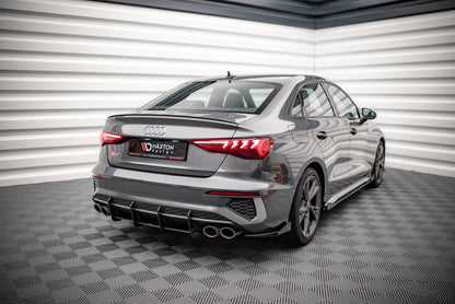 Maxton Street Pro Heck Ansatz Flaps Diffusor +Flaps für Audi S3 Limousine 8Y schwarz Hochglanz