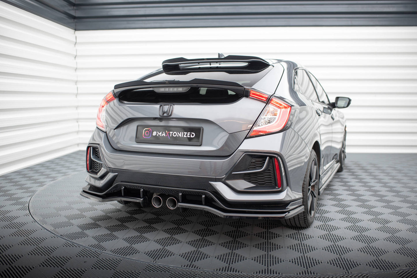 Maxton Höher Spoiler CAP für Honda Civic Sport Mk 10 schwarz Hochglanz