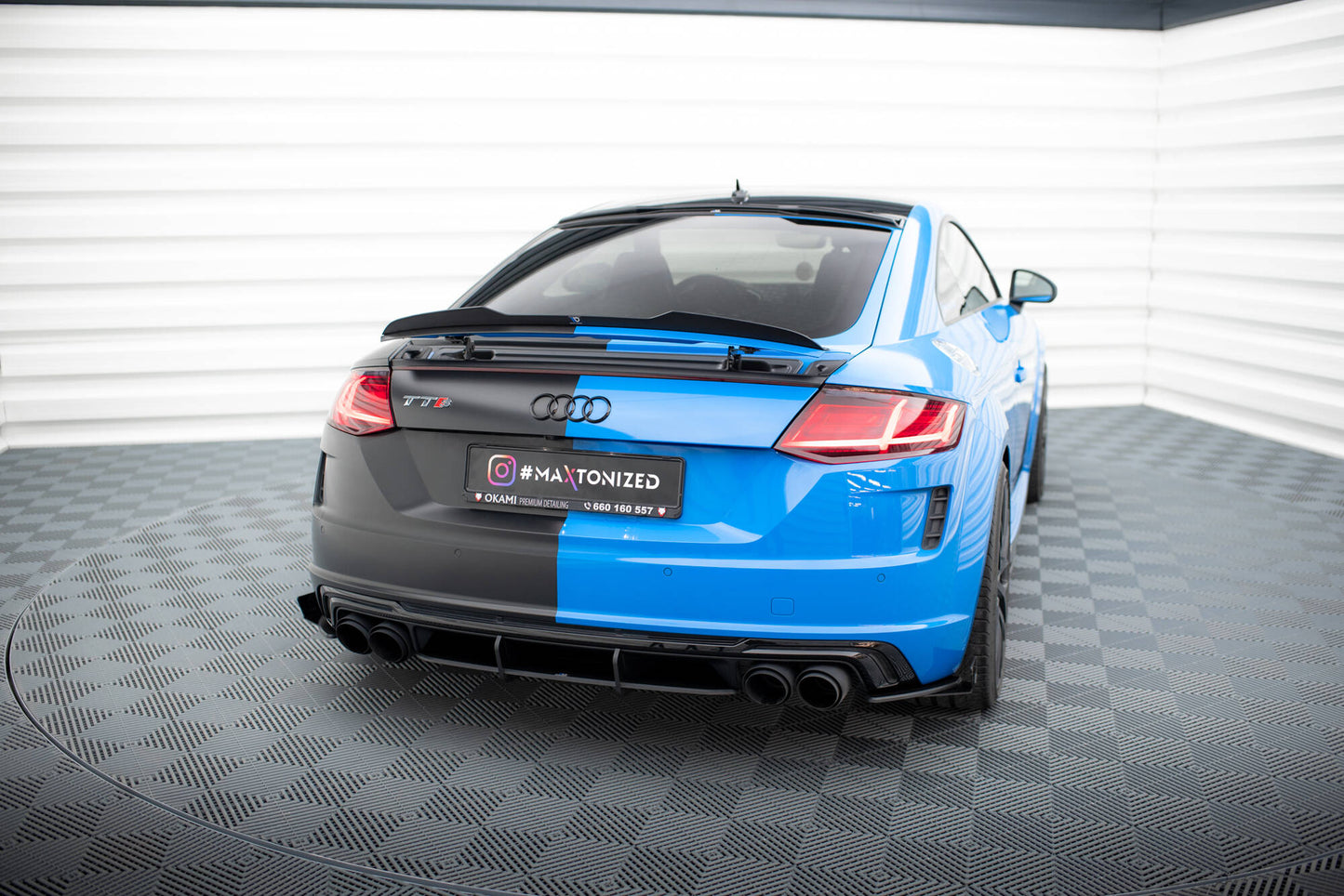 Maxton Street Pro Heck Ansatz Flaps Diffusor +Flaps für Audi TT S 8S Facelift schwarz Hochglanz