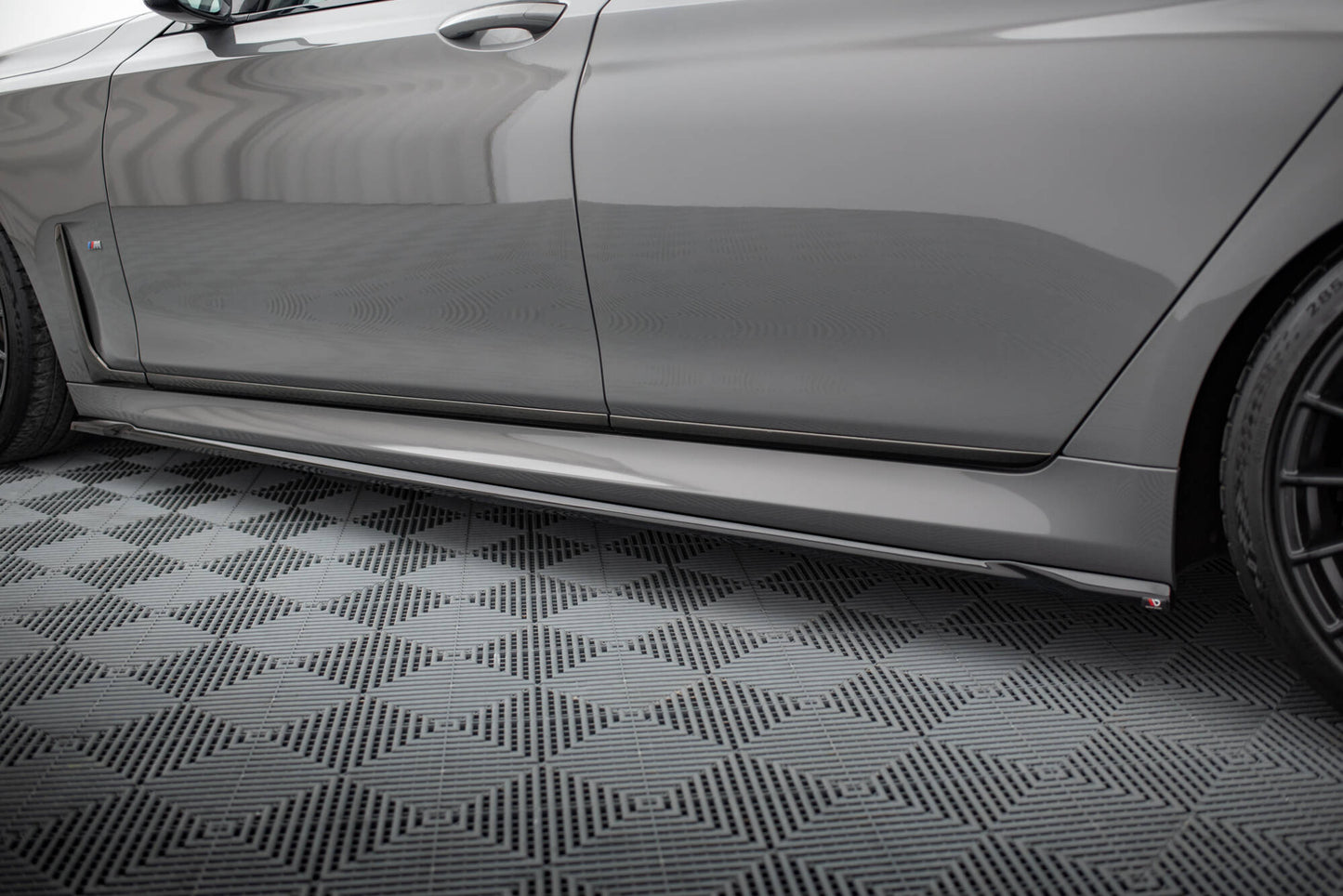 Maxton Seitenschweller Ansatz für V.2 für BMW 7 G11 M-Paket Facelift schwarz Hochglanz