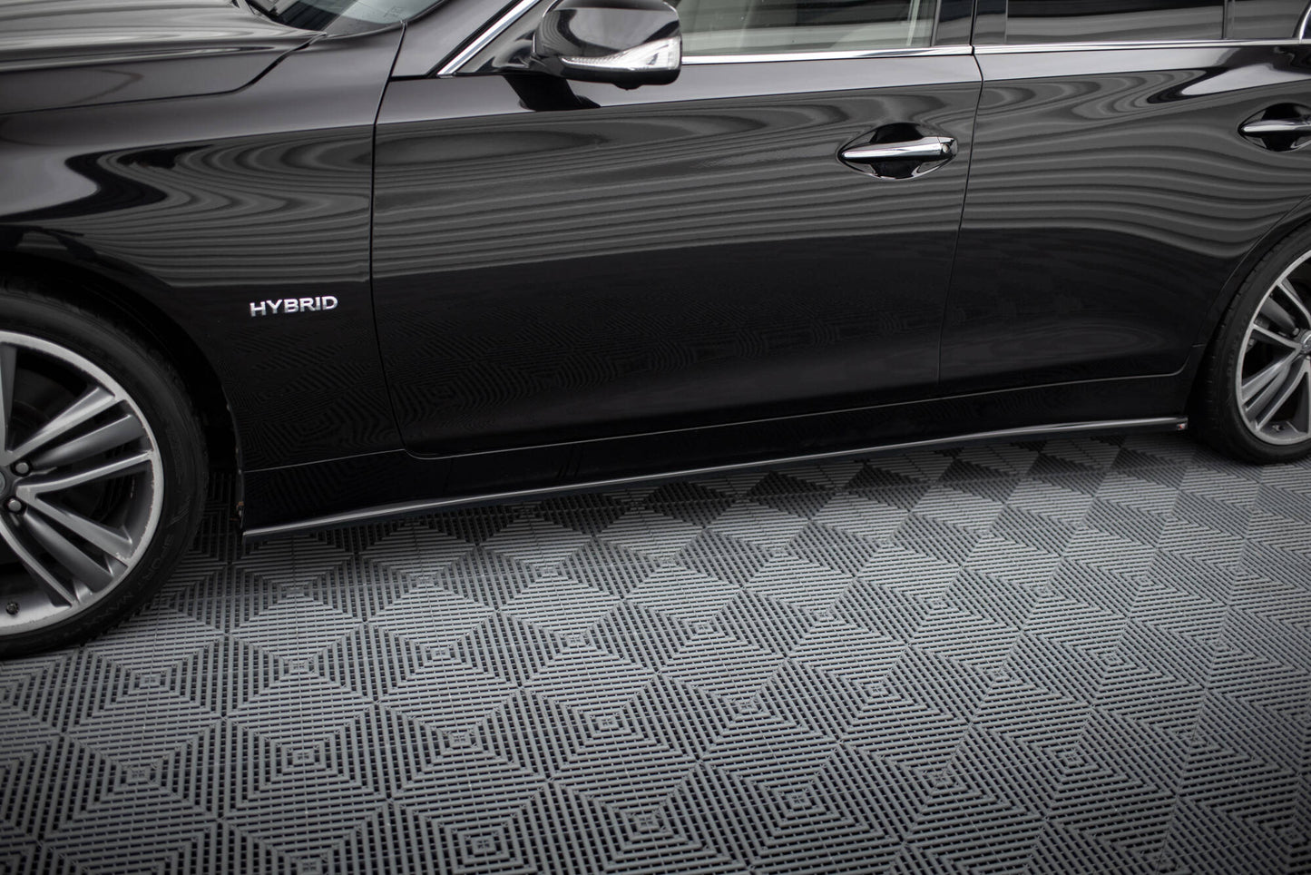 Maxton Seitenschweller Ansatz für V.2 für Infiniti Q50 S Mk1 schwarz Hochglanz