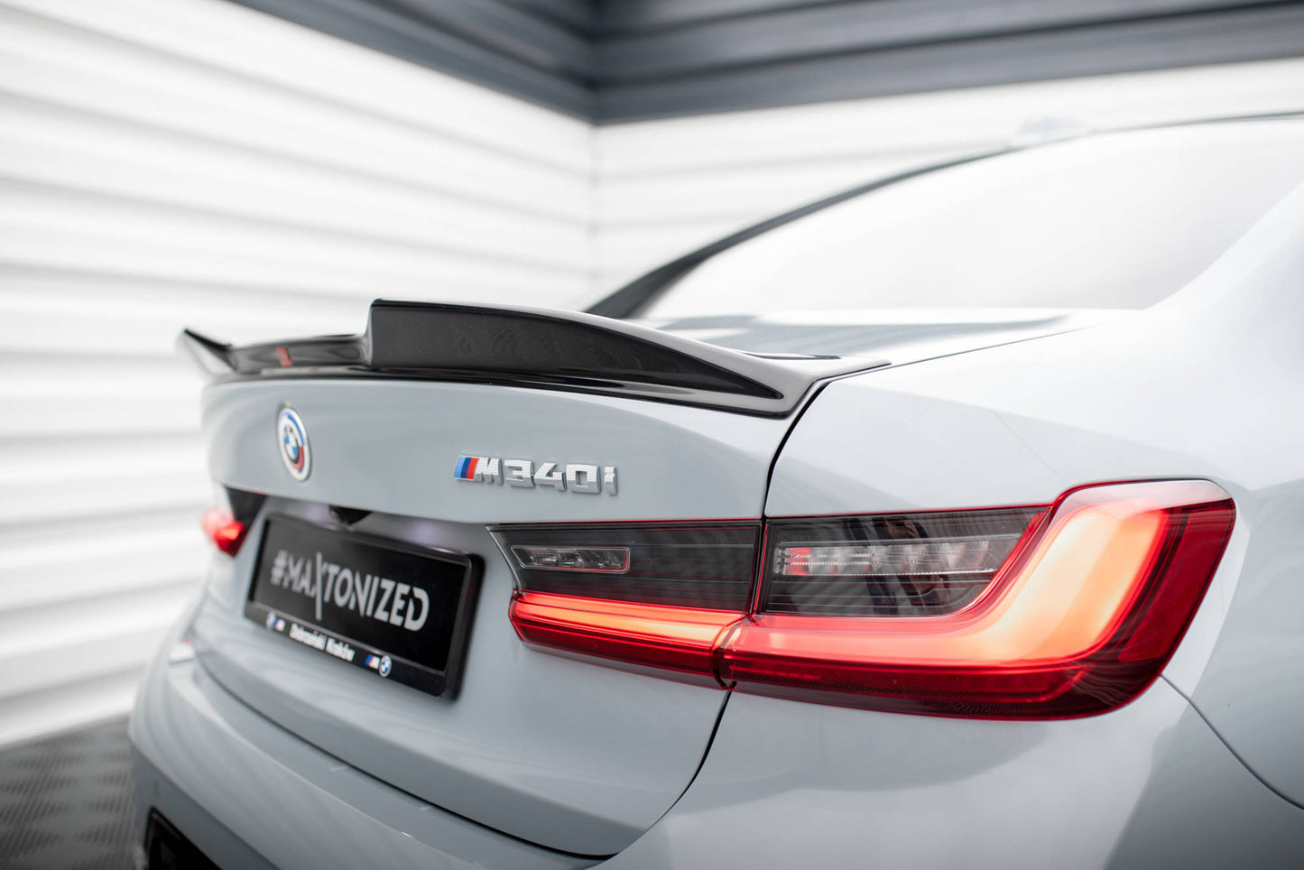 Maxton Spoiler CAP für 3D BMW M340i / 3 M-Paket / M3 Limousine G20  schwarz Hochglanz