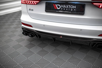 Maxton Diffusor Heck Ansatz für + Endschalldampfer Sportauspuff Attrappe Audi S6 / A6 S-Line C8