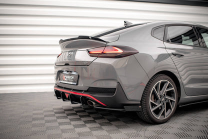 Maxton Street Pro Heck Ansatz Flaps Diffusor +Flaps für Hyundai I30 Fastback N-Line Mk3 Facelift schwarz Hochglanz