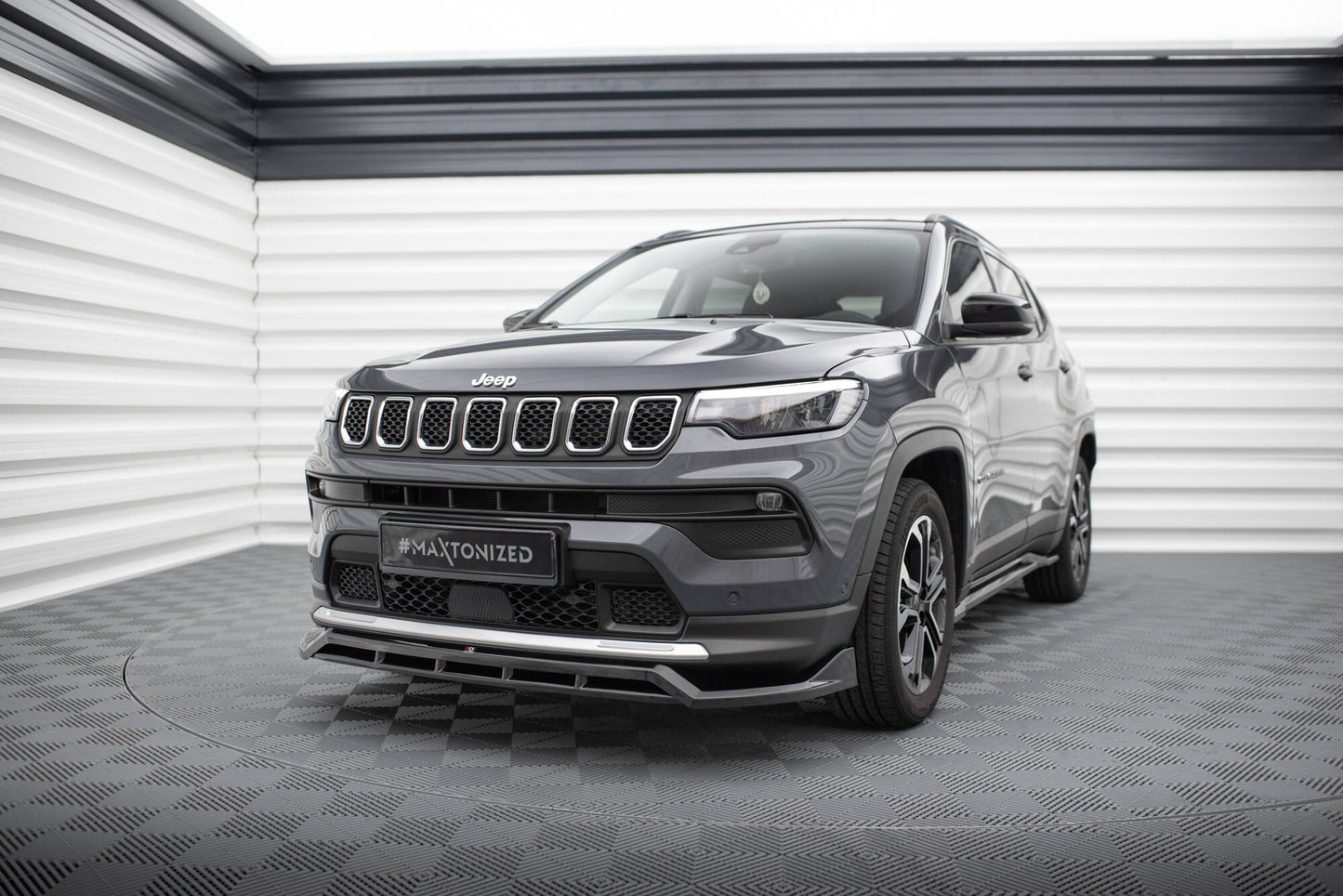 Maxton Front Ansatz für Jeep Compass Limited Mk2 Facelift schwarz Hochglanz