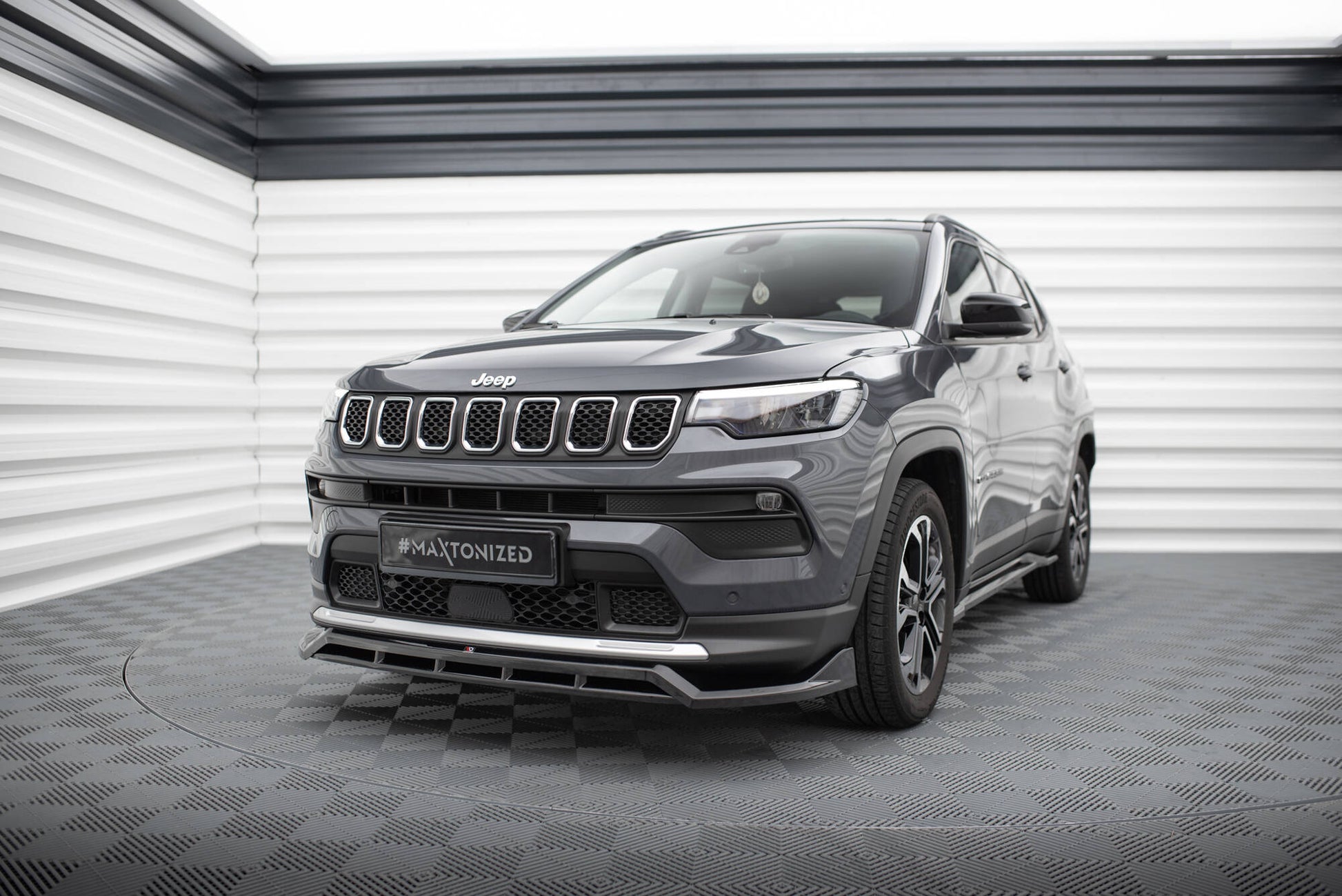 Maxton Front Ansatz für Jeep Compass Limited Mk2 Facelift schwarz Hochglanz