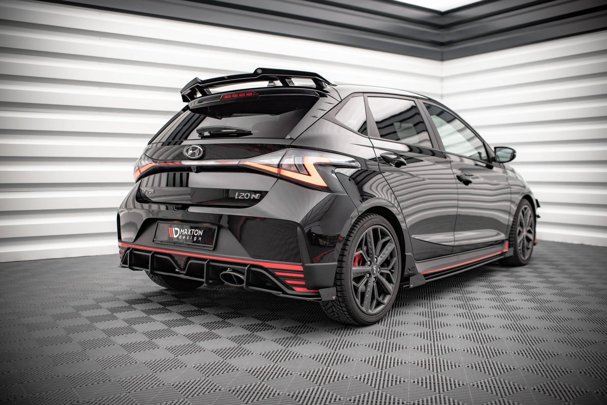Maxton Street Pro Heck Ansatz Flaps Diffusor +Flaps für Hyundai I20 N Mk3 schwarz Hochglanz