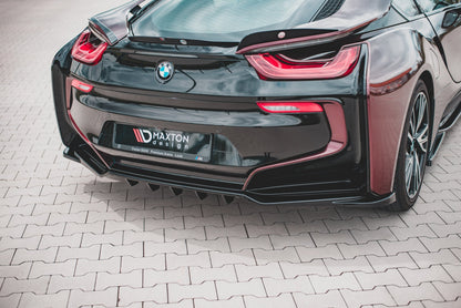 Maxton Mittlerer Diffusor Heck Ansatz DTM Look für BMW i8 schwarz Hochglanz