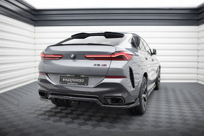 Maxton Mittlerer Diffusor Heck Ansatz DTM Look für V.2 BMW X6 M-Paket G06 Facelift schwarz Hochglanz